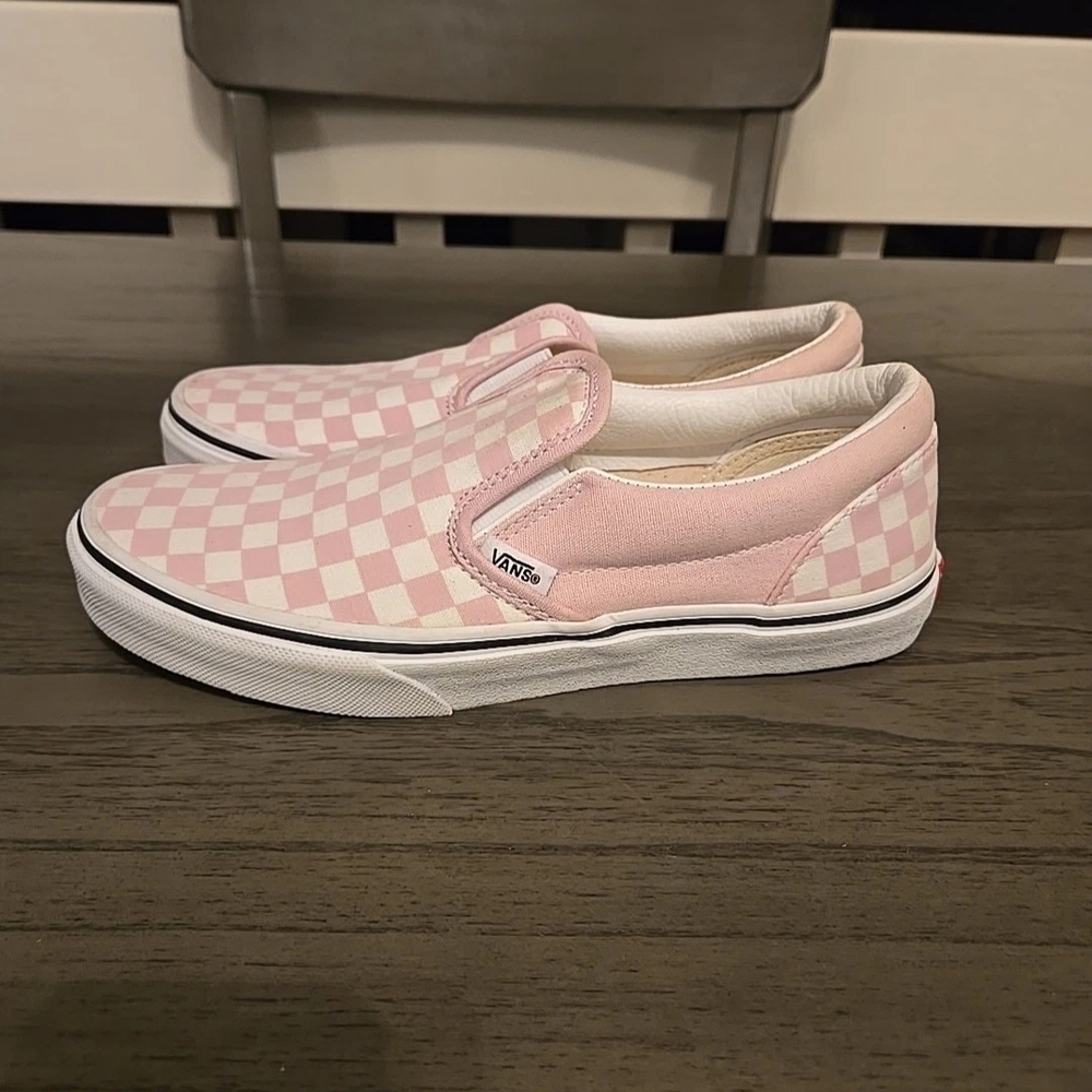 Vans Pink Checkered Slip-On Shoes